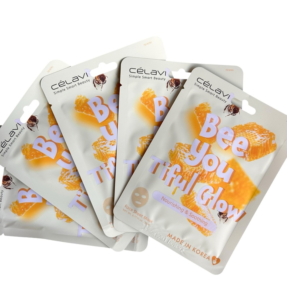 5 Celavi Bee You Tiful Glow Nourishing Face Masks Soothing S Korean Set NEW PC - Picture 5 of 5